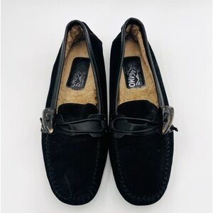Salvatore Ferragamo Suede Fur Lined Driving Mocs Sz 38.5